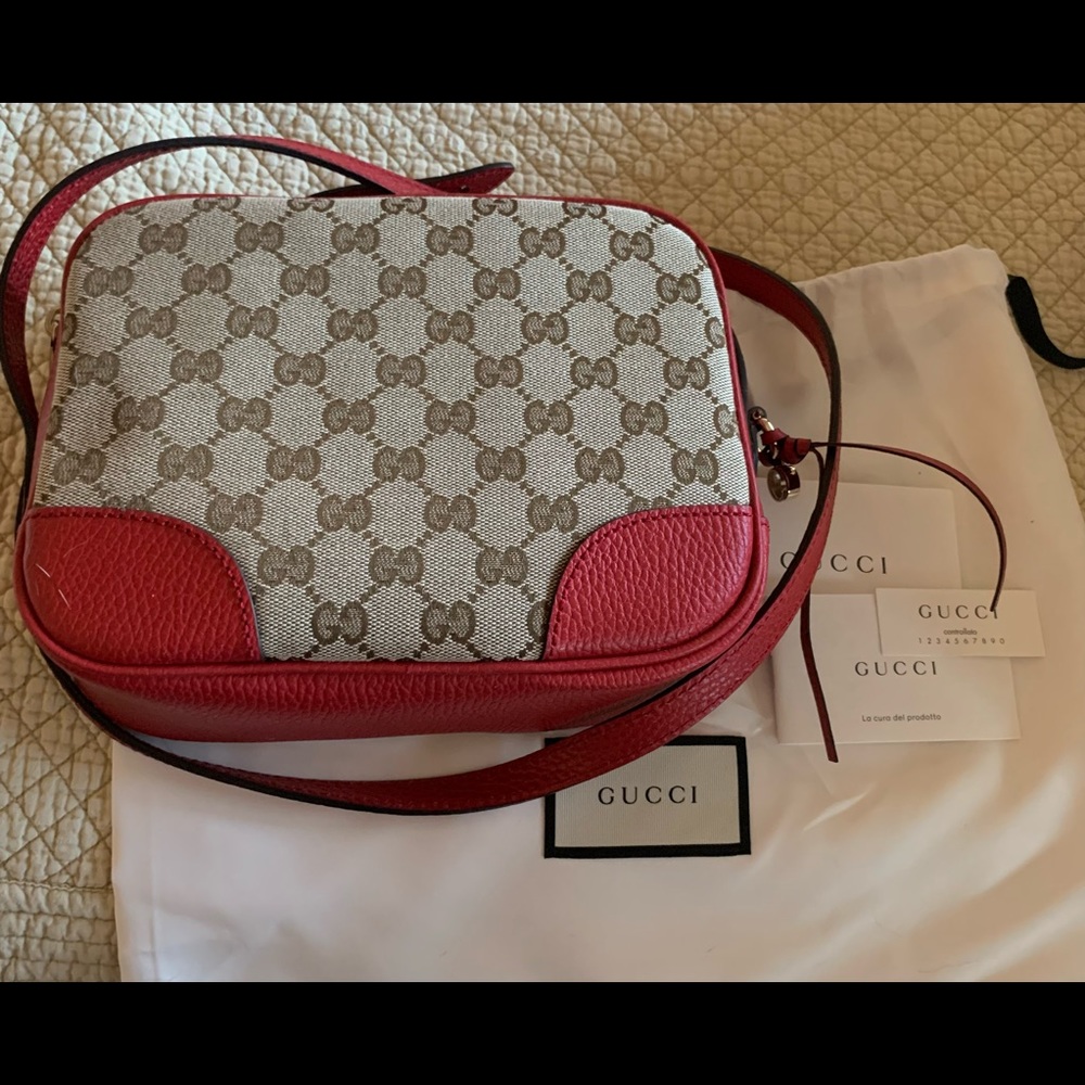NWT Gucci Logo Bag with Red Leather Trim